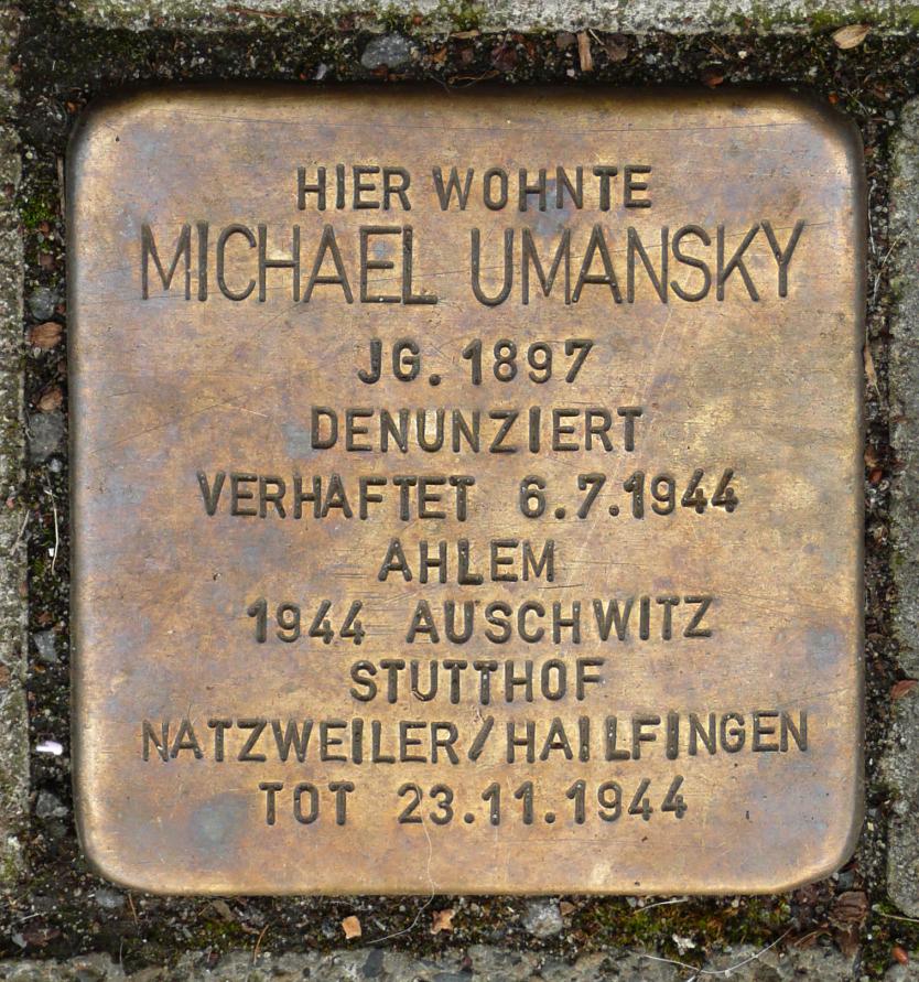 Stolperstein à la mémoire de Michael Umansky
